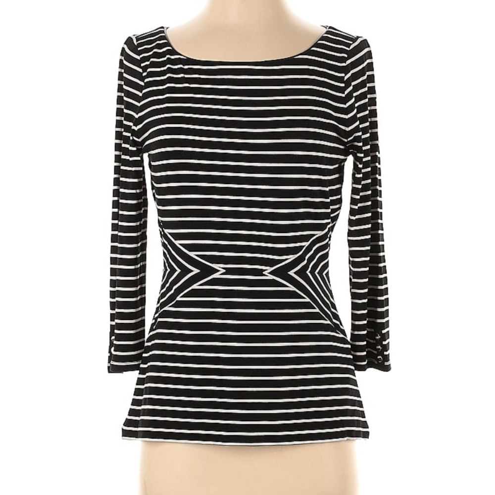 White House Black Market Striped Knit Top 3/4 Sleeve
